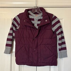 Gymboree Boys Burgundy Puffer Vest & Striped
Long Sleeve Henley Shirt
